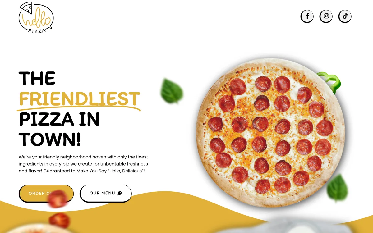 Hello Pizza — captura del sitio web